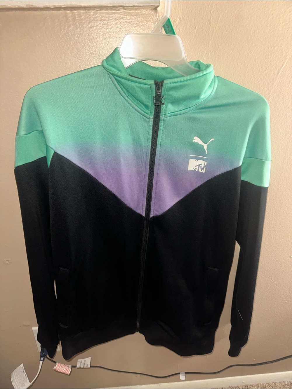 PumaxMTV Collab Mint, Lavender & Black Gradient Track Jacket